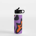 Retro Liquid Swirl Abstract Pattern in Trippy Black Purple Orange Yellow Water Bottle Gallery Image 1