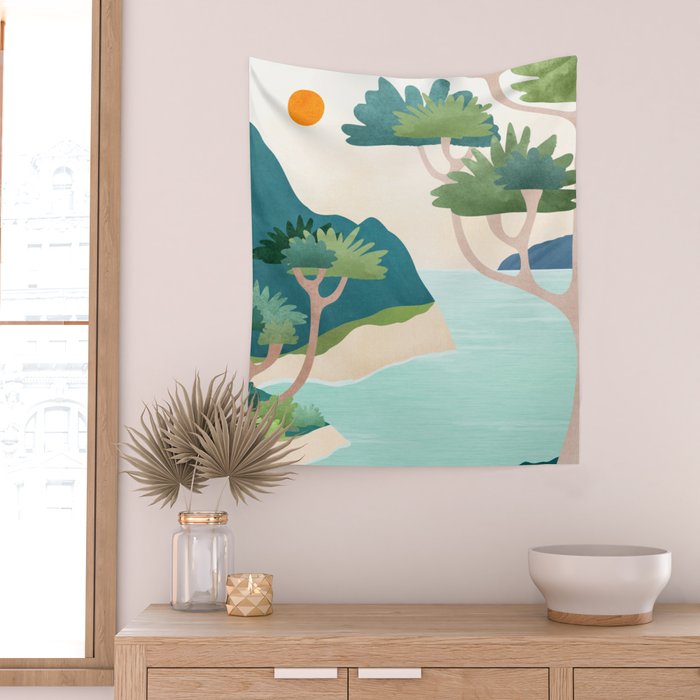 A Perfect Moment - Italian Coastal Landscape Wall Tapestry Gallery Image 2