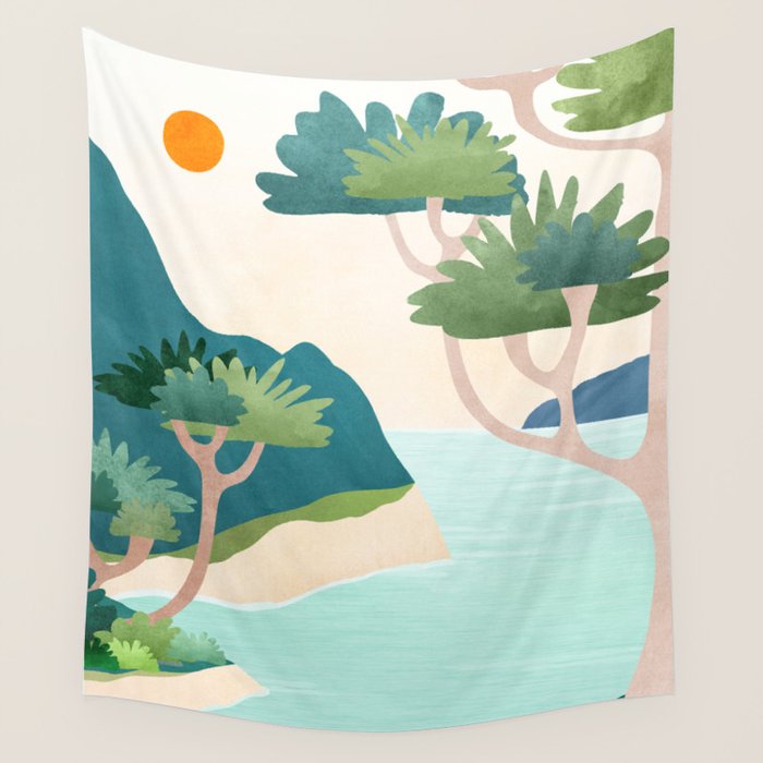 A Perfect Moment - Italian Coastal Landscape Wall Tapestry Gallery Image 4