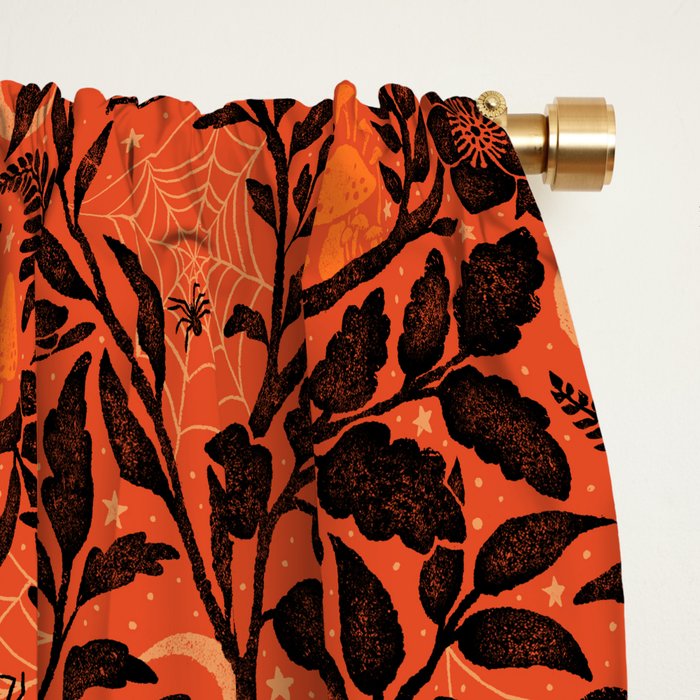Mysterious Garden - black and orange Window Curtain Gallery Image 2