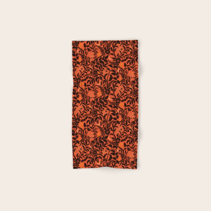 Mysterious Garden - black and orange Bath Towel Gallery Image 1