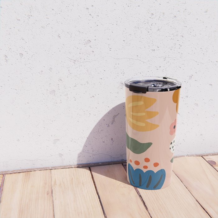 Flower Market Honolulu, Playful Naif Floral Print Travel Mug Gallery Image 4