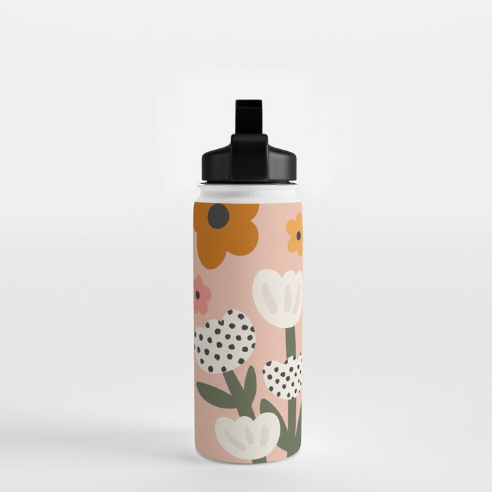 Flower Market Honolulu, Playful Naif Floral Print Water Bottle Gallery Image 2