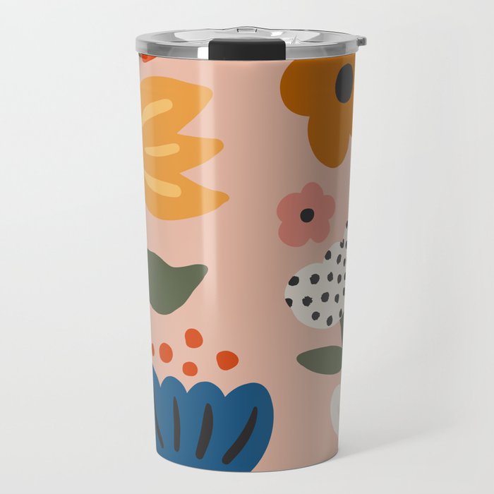 Flower Market Honolulu, Playful Naif Floral Print Travel Mug Gallery Image 1