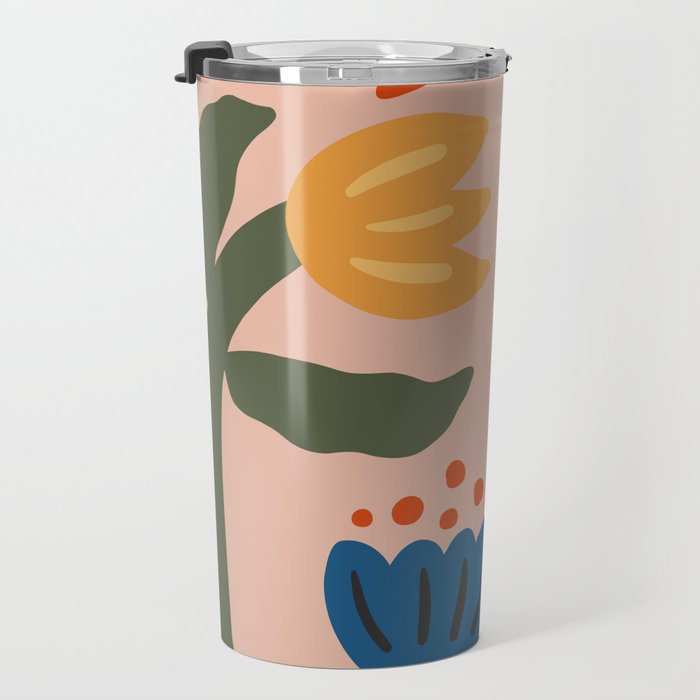 Flower Market Honolulu, Playful Naif Floral Print Travel Mug Gallery Image 3