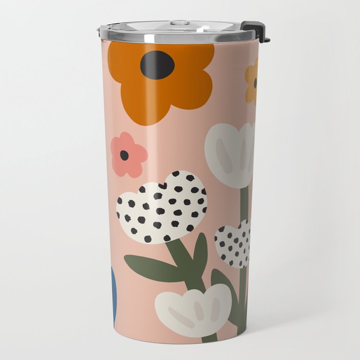 Flower Market Honolulu, Playful Naif Floral Print Travel Mug Gallery Image 2