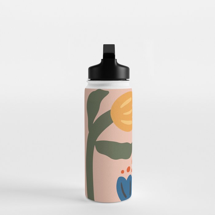 Flower Market Honolulu, Playful Naif Floral Print Water Bottle Gallery Image 3