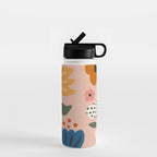 Flower Market Honolulu, Playful Naif Floral Print Water Bottle Gallery Image 1