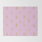 Pink pine tree doodle art pattern Throw Blanket Gallery Image 2