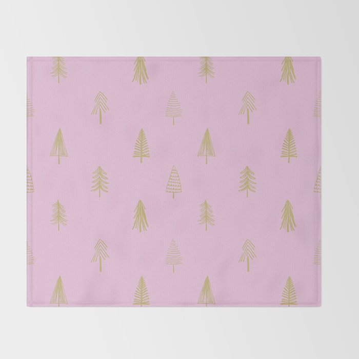 Pink pine tree doodle art pattern Throw Blanket Gallery Image 2