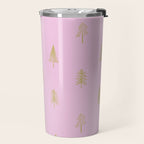 Pink pine tree doodle art pattern Travel Mug Gallery Image 2