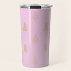 Pink pine tree doodle art pattern Travel Mug Gallery Image 1