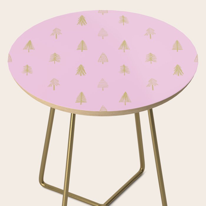 Pink pine tree doodle art pattern Side Table Gallery Image 2