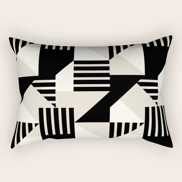 Geometric Abstract in Black and White Rectangular Pillow Gallery Image 2