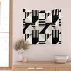 Geometric Abstract in Black and White Wall Tapestry Gallery Image 2