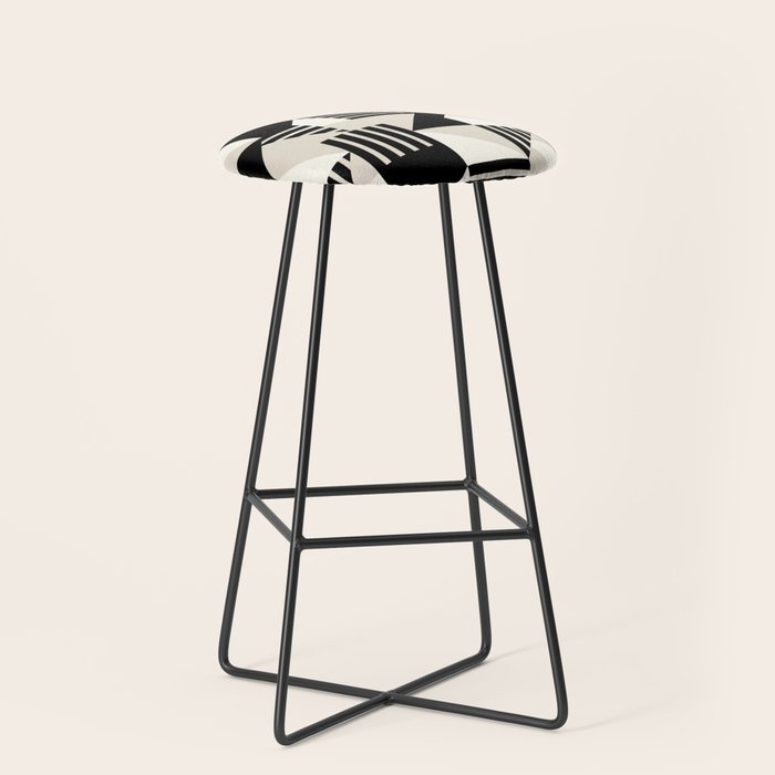 Geometric Abstract in Black and White Stool Gallery Image 1