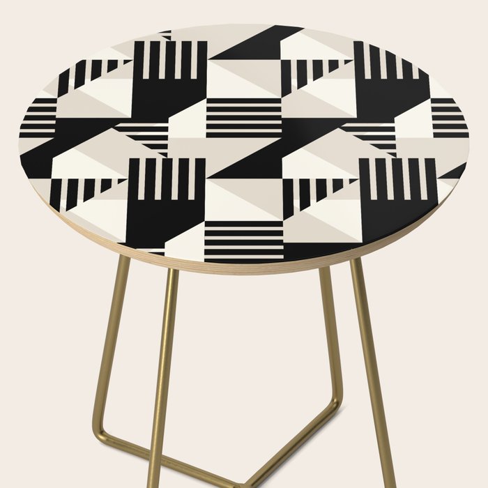 Geometric Abstract in Black and White Side Table Gallery Image 2