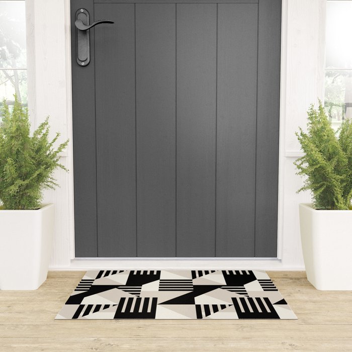 Geometric Abstract in Black and White Welcome Mat Gallery Image 3