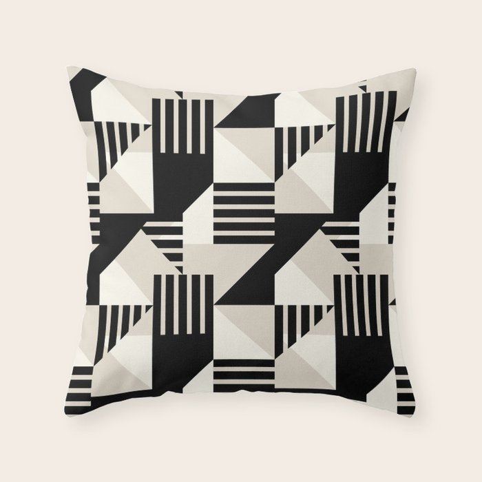 Geometric Abstract in Black and White Throw Pillow Gallery Image 1
