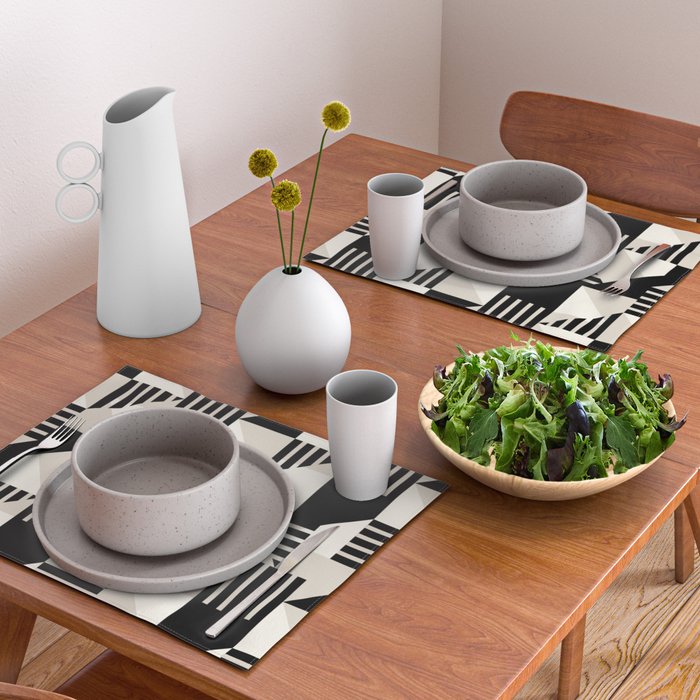 Geometric Abstract in Black and White Placemat Gallery Image 2