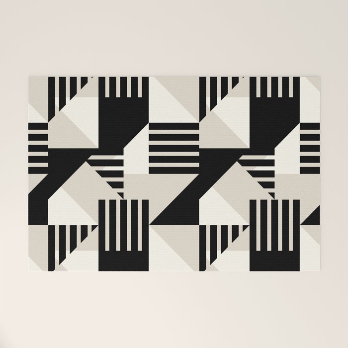 Geometric Abstract in Black and White Welcome Mat Gallery Image 1
