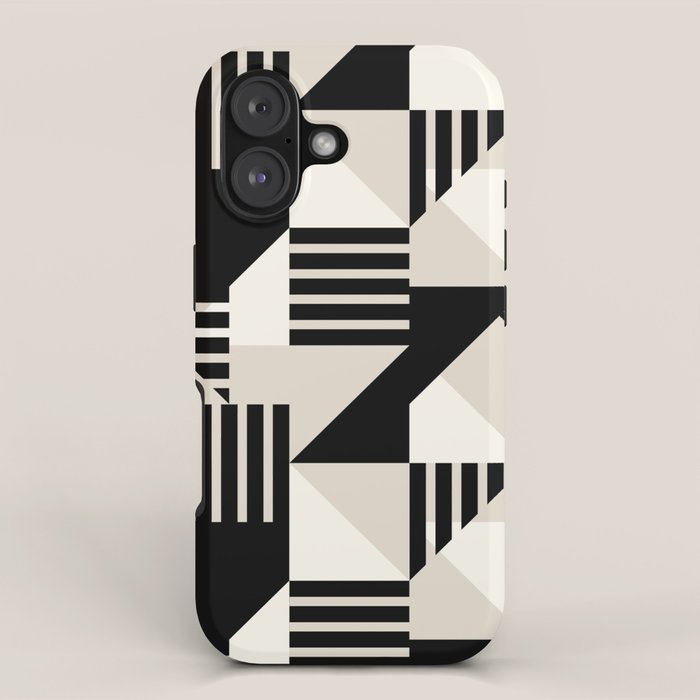 Geometric Abstract in Black and White iPhone Case Gallery Image 1