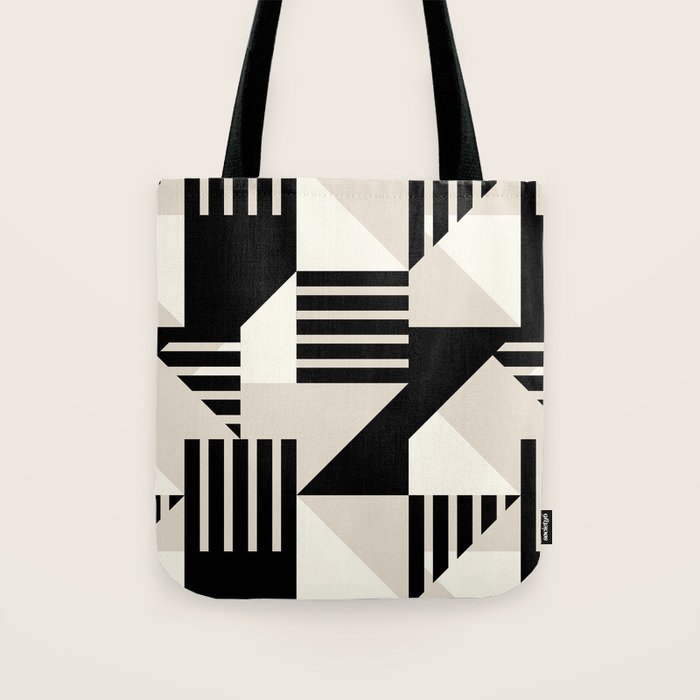 Geometric Abstract in Black and White Tote Bag Gallery Image 1