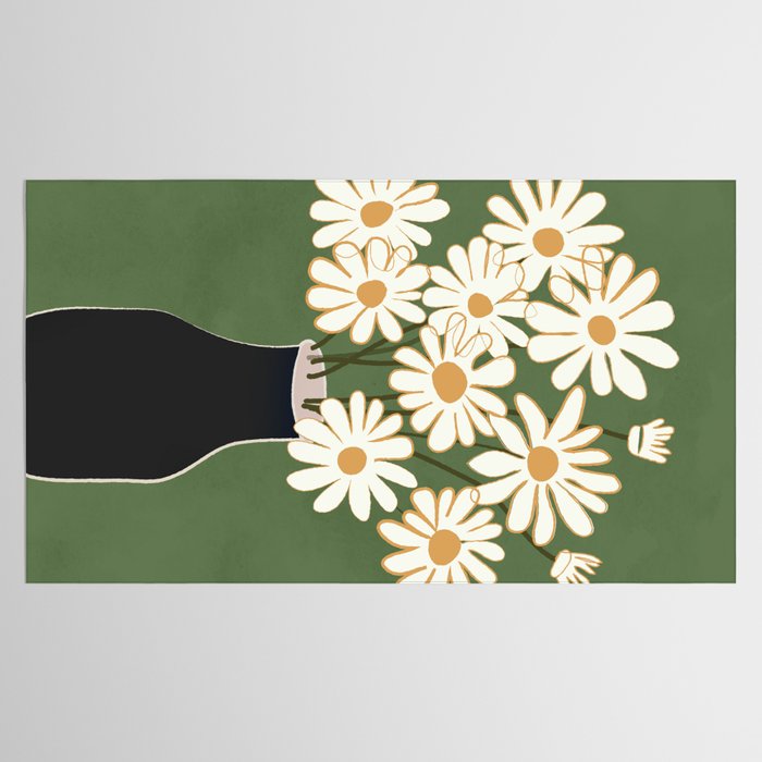 White Daisy Bouquets in Vase 3 Tablecloth Gallery Image 2