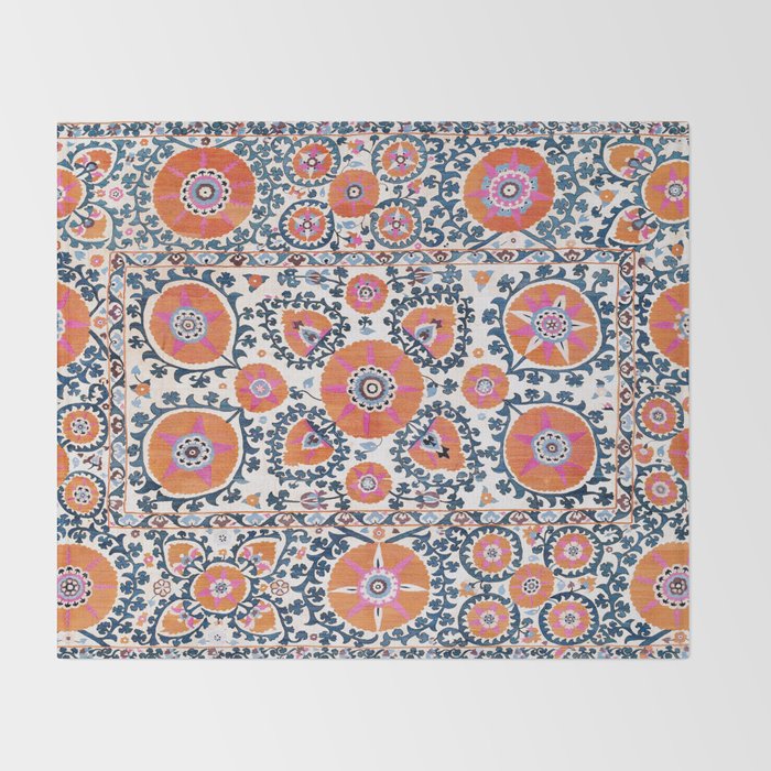 Shakhrisyabz  Suzani  Antique Uzbekistan Print Throw Blanket Gallery Image 2