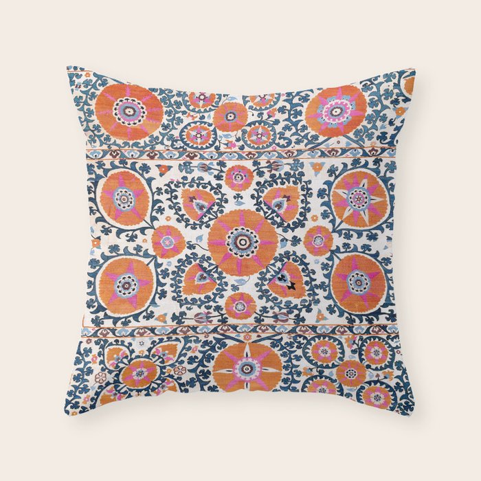 Shakhrisyabz  Suzani  Antique Uzbekistan Print Throw Pillow Gallery Image 6