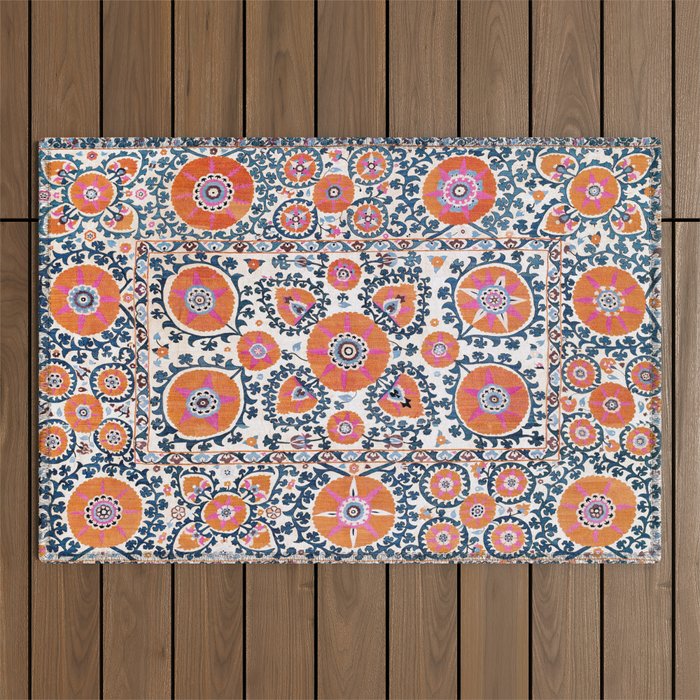 Shakhrisyabz  Suzani  Antique Uzbekistan Print Outdoor Rug Gallery Image 1