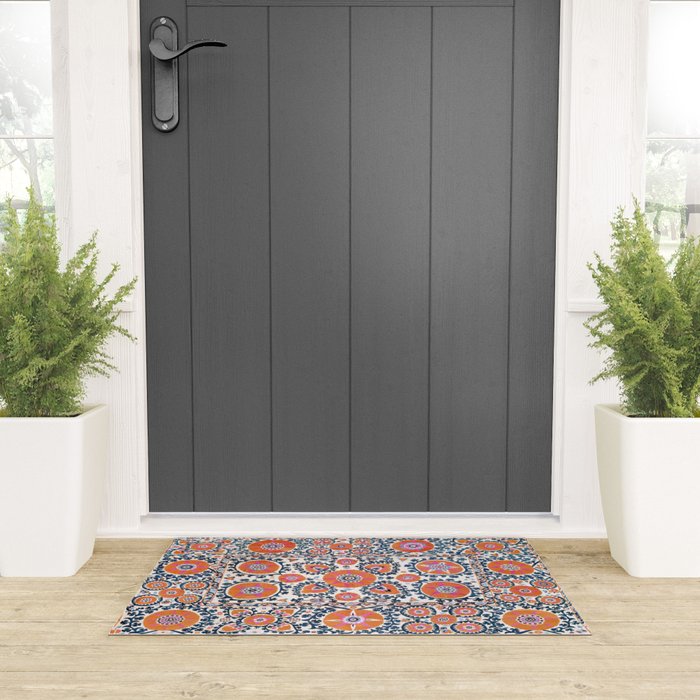 Shakhrisyabz  Suzani  Antique Uzbekistan Print Welcome Mat Gallery Image 3