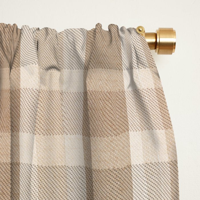 Plaid Prints, Brown and Beige Window Curtain Gallery Image 2
