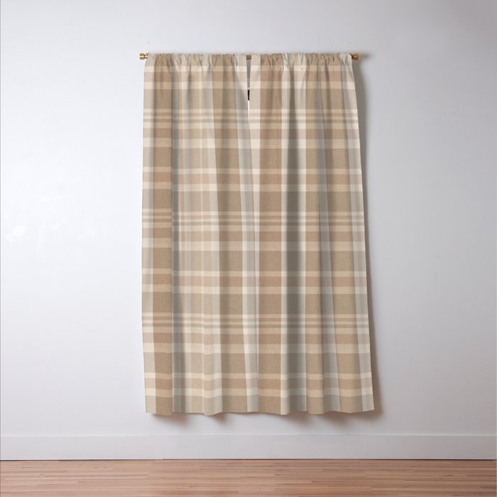 Plaid Prints, Brown and Beige Window Curtain Gallery Image 3