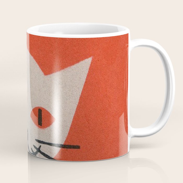 Retro White Cat Smoking a Pipe Coffee Mug Gallery Image 1