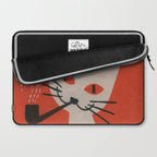 Retro White Cat Smoking a Pipe Laptop Sleeve Gallery Image 2