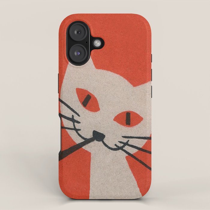 Retro White Cat Smoking a Pipe iPhone Case Gallery Image 1