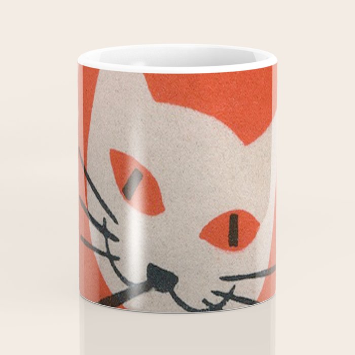 Retro White Cat Smoking a Pipe Coffee Mug Gallery Image 4