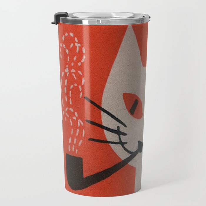 Retro White Cat Smoking a Pipe Travel Mug Gallery Image 3