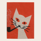 Retro White Cat Smoking a Pipe Poster Gallery Image 4