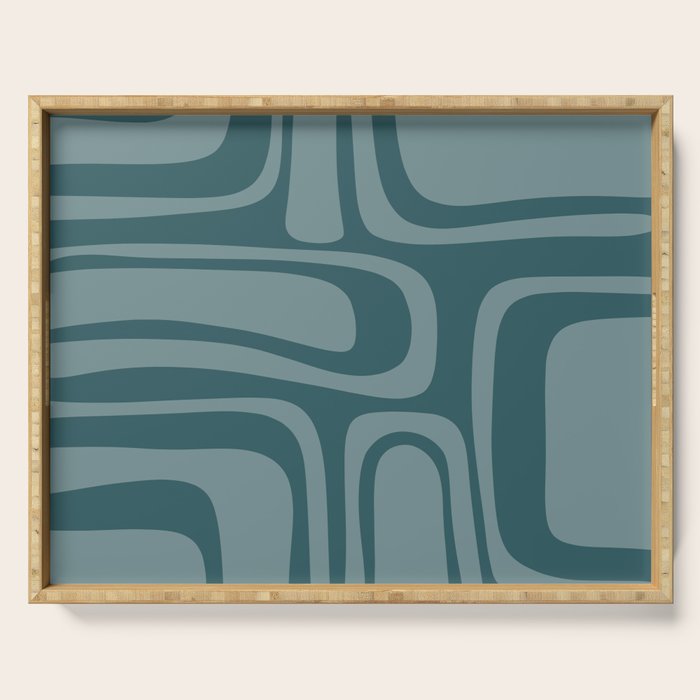 Palm Springs Midcentury Modern Abstract Pattern in Steel Blue Serving Tray Gallery Image 1