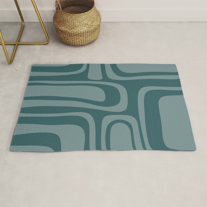 Palm Springs Midcentury Modern Abstract Pattern in Steel Blue Rug Gallery Image 1