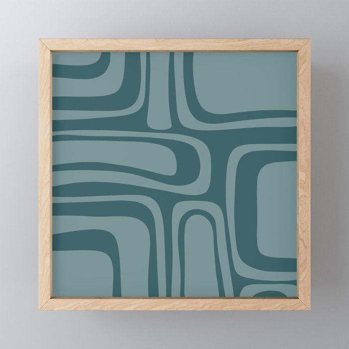 Palm Springs Midcentury Modern Abstract Pattern in Steel Blue Mini Art Print Gallery Image 1