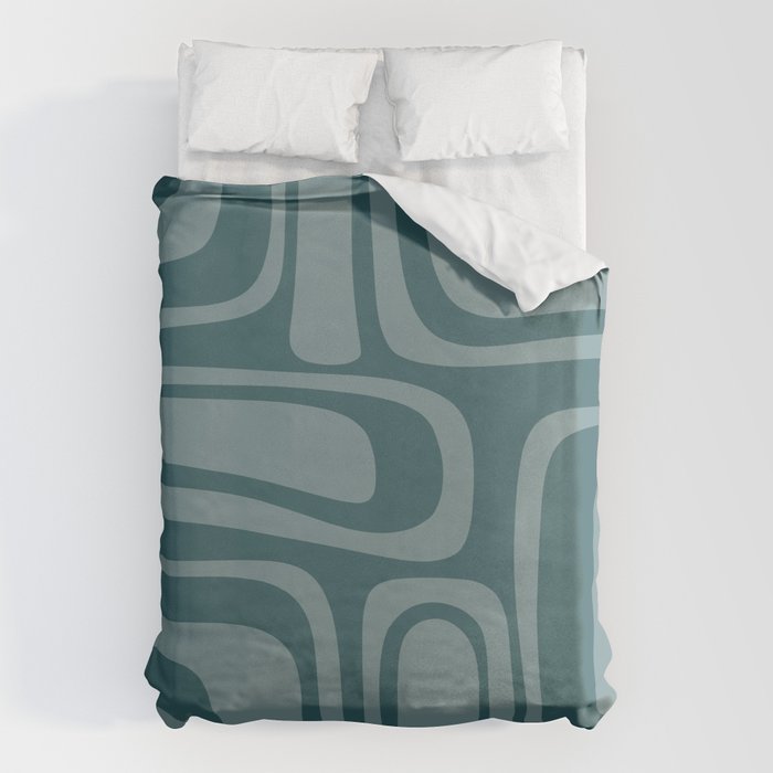 Palm Springs Midcentury Modern Abstract Pattern in Steel Blue Duvet Cover Gallery Image 6