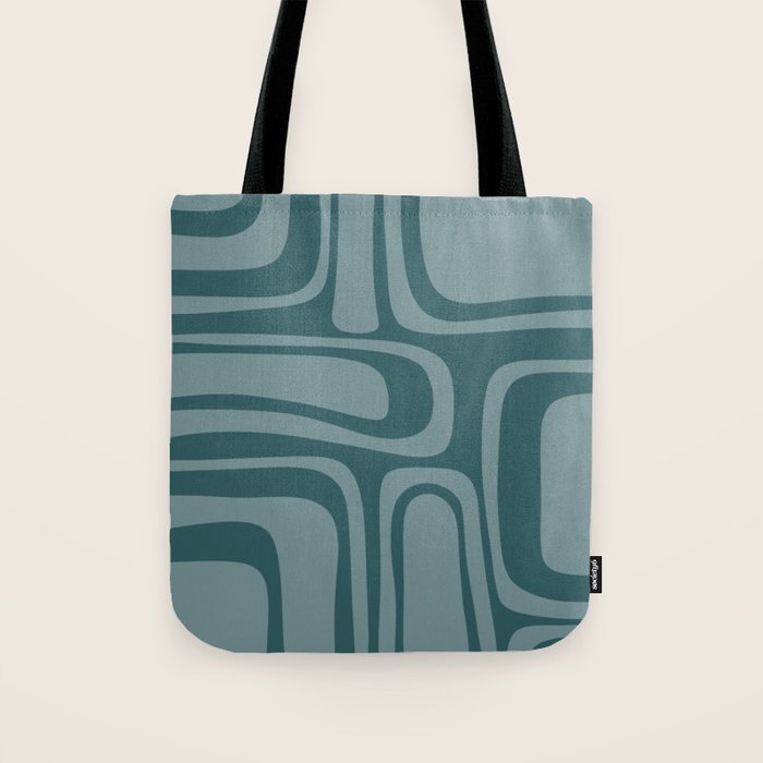 Palm Springs Midcentury Modern Abstract Pattern in Steel Blue Tote Bag Gallery Image 1