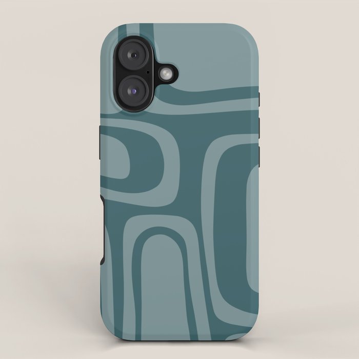 Palm Springs Midcentury Modern Abstract Pattern in Steel Blue iPhone Case Gallery Image 1