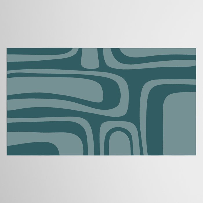 Palm Springs Midcentury Modern Abstract Pattern in Steel Blue Tablecloth Gallery Image 2