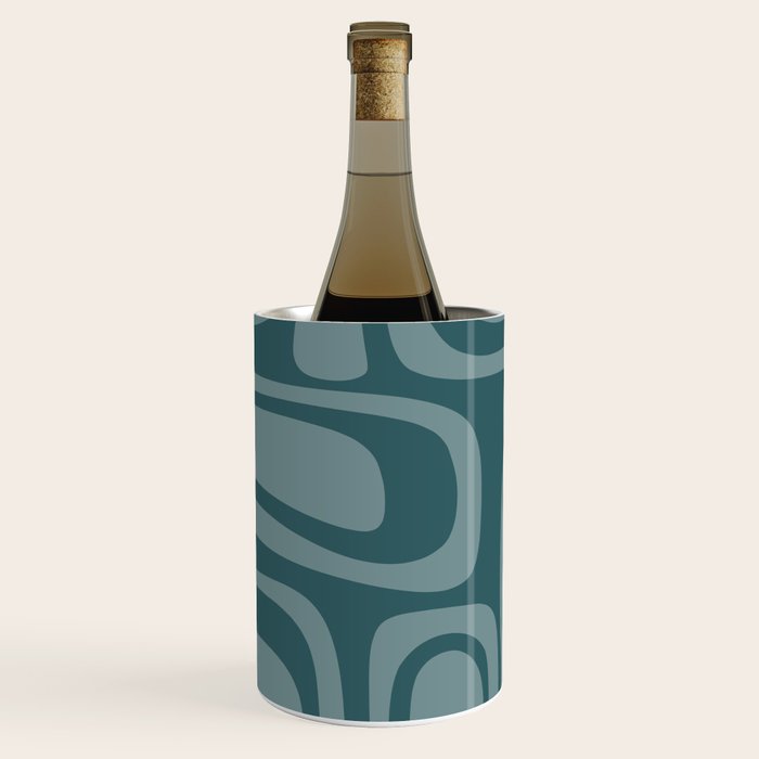 Palm Springs Midcentury Modern Abstract Pattern in Steel Blue Wine Chiller Gallery Image 1