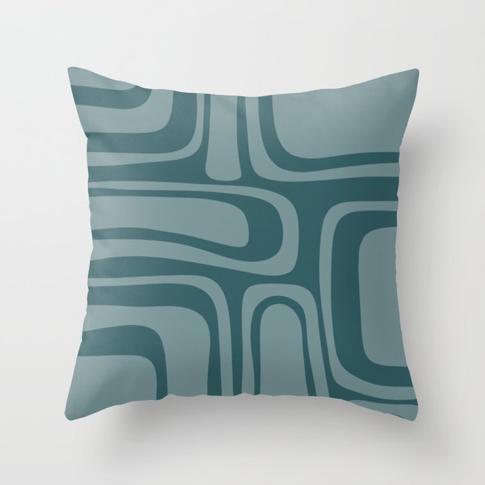 Palm Springs Midcentury Modern Abstract Pattern in Steel Blue Throw Pillow Gallery Image 1