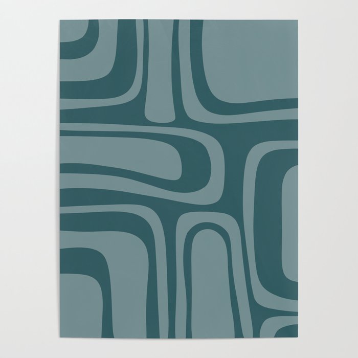 Palm Springs Midcentury Modern Abstract Pattern in Steel Blue Poster Gallery Image 1